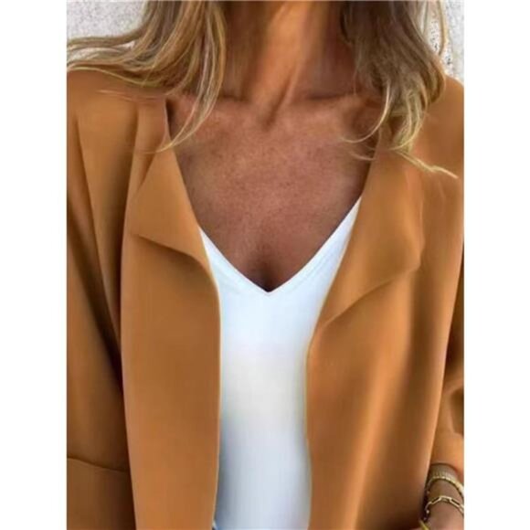 Full Size Open Front 3/4 Sleeve Casual Cardigan Plus Size - Picture 8 of 16